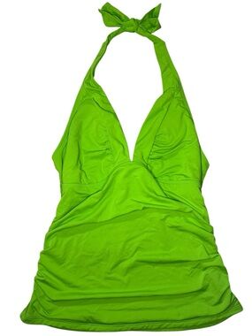 Athleta XS Women's Neon Green Halter Tankini Swim Top
